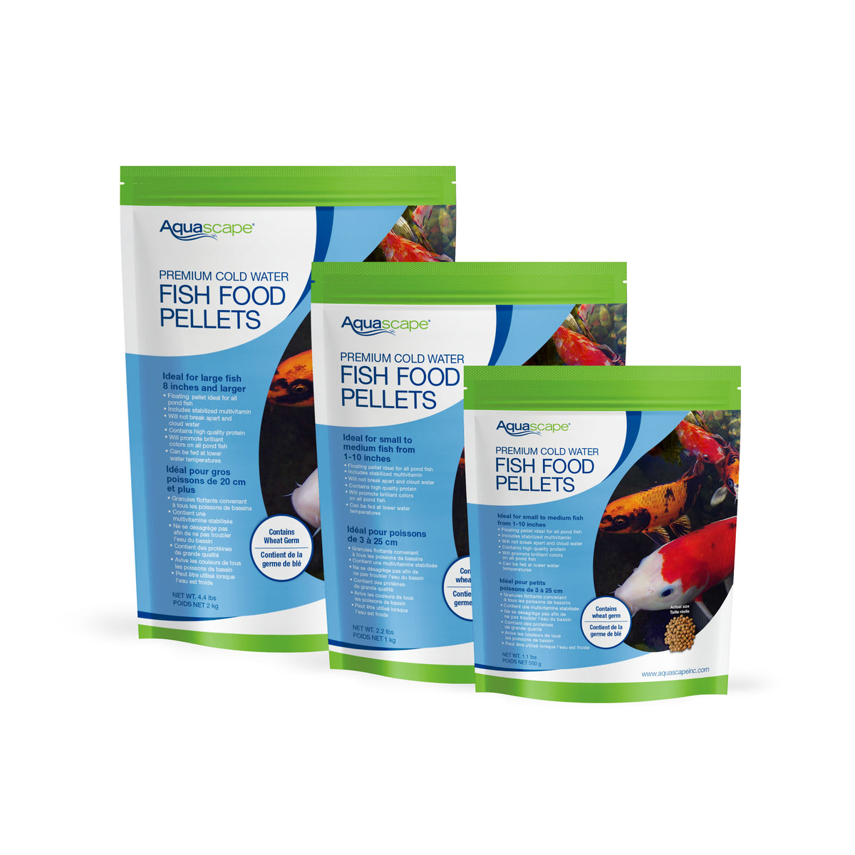 Aquascape Premium Cold Water Fish Food Pellets family of sizes