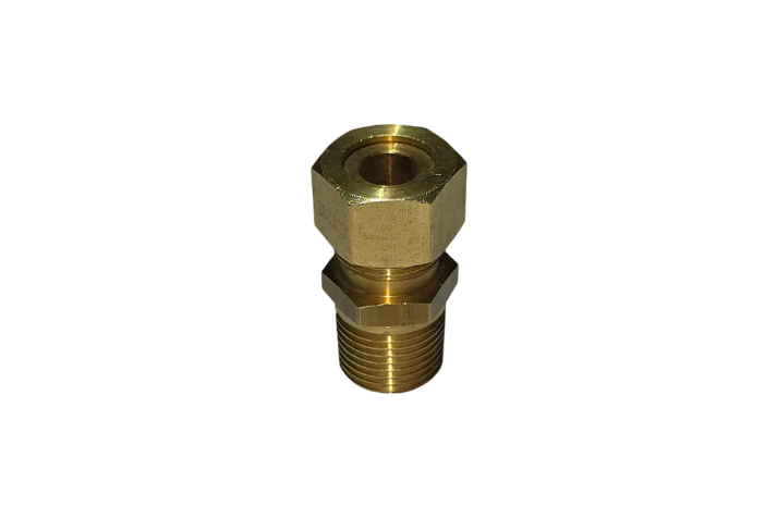 Brass fitting on a white background