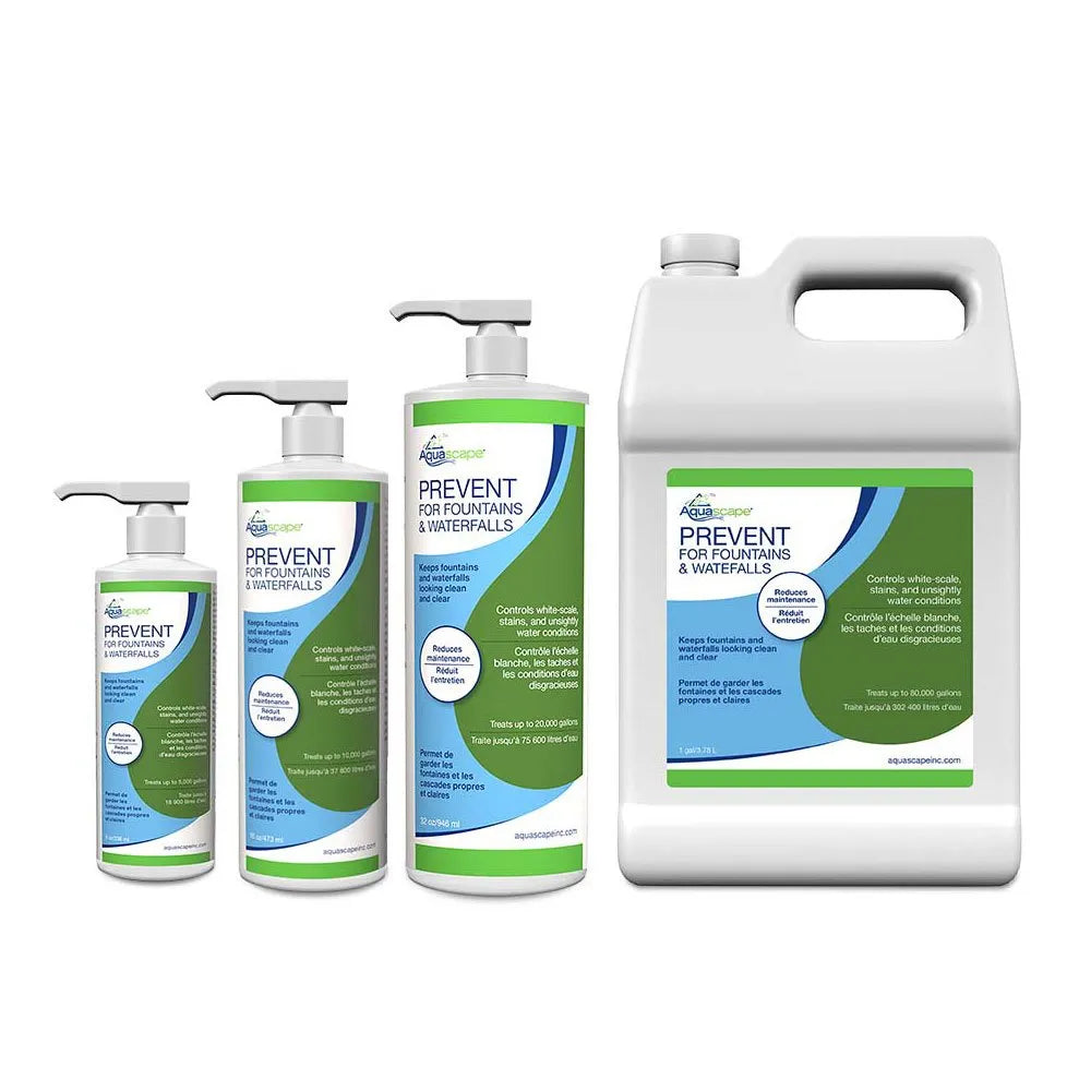 Aquascape Prevent for Fountains and Waterfalls treatment family of sizes – Fountain Depot
