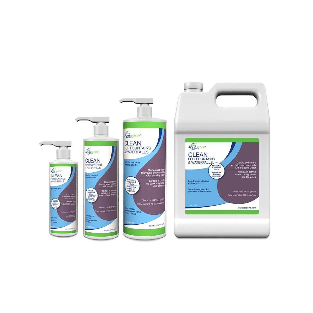 Aquascape Clean for Fountains and Waterfalls treatment family of sizes – Fountain Depot