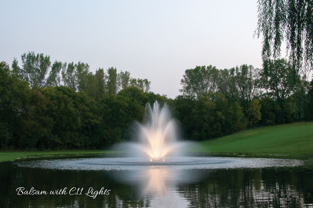 Kasco J Series fountain Birch spray pattern on a large pond