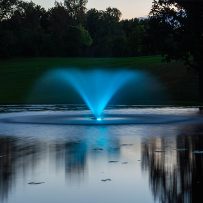 Kasco fountain lit blue with RGB LED lighting